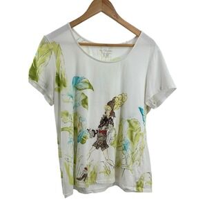 Chicos Women's T-Shirt White Graphic‎ Print Safari Jungle Monkey XLarge